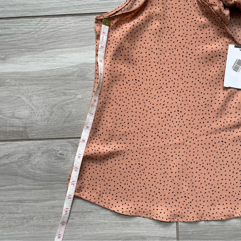 LUSH Rust Dot Camisole Top with Adjustable Spaghetti Straps & Bow in Back-Size M - Picture 6 of 11